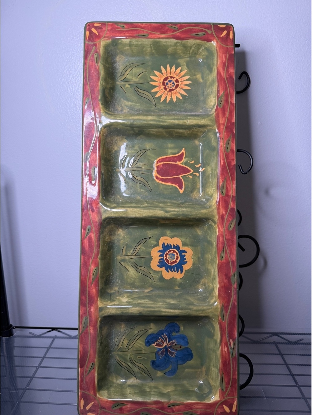 Covered Traditions Susan Winget Ceramic Divided Serving Tray